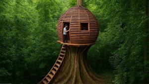 ساخت خانه جنگلی با چوب بامبو