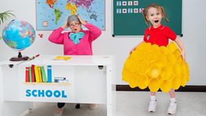 ماجراهای وانیا و مانیا / پنج کودک در حال لباس پوشیدن درمدرسه