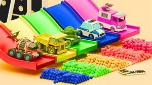 کارتون ماشین بازی _ آبشار دومینو و ماشین رنگی