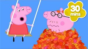 کارتون پپاپیگ _ بابا خوکه توی کوه برگ می‌افته