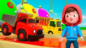 کارتون ماشین بازی _ چالش مانع برای ماشین‌های رنگی