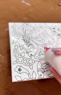 کاشی هفت رنگ با طرح گل و مرغ تولید شده توسط گروه آرچی لرن