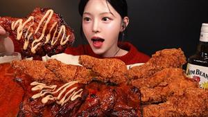 اسمر فود _ چالش خوردن مرغ سوخاری و تئوکبوکی