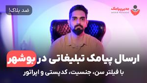 ارسال پیامک در بوشهر [ضدبلاک] فیلتر سن، جنسیت و اپراتور