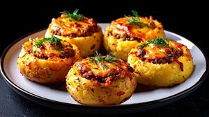 طرز تهیه سیب زمینی شکم پر سبزیجات
