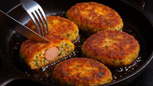 طرز تهیه کتلت سیب زمینی با سوسیس