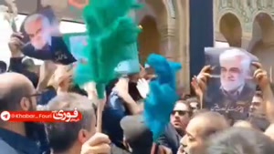  ورود پیکر شهید طهرانچی برای اقامه نماز و مراسم تدفین در حرم