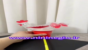 کاردستی  خروس با دستکش یکبار مصرف