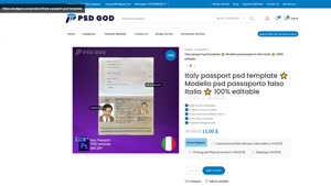 Italy passport psd template ⭐️ Modello psd passaporto falso 