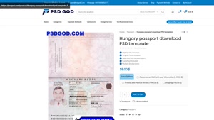 Hungary passport download PSD template
