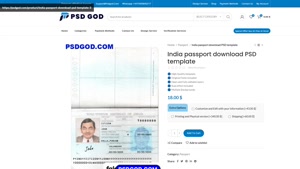 India passport download PSD template