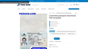 Colombia passport download PSD template