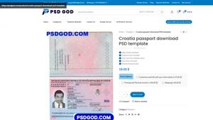 Croatia passport download PSD template