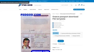 Greece passport download PSD template