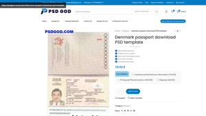 Denmark passport download PSD template