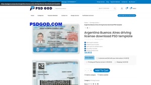 Argentina Buenos Aires driving license download PSD template
