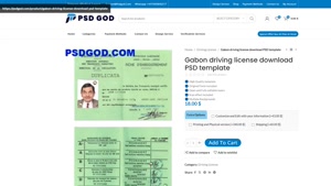 Gabon driving license download PSD template