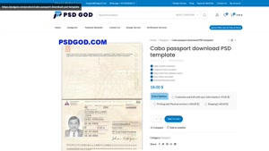 Cabo passport download PSD template