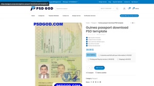 Guinea passport download PSD template