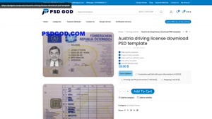 Austria driving license download PSD template