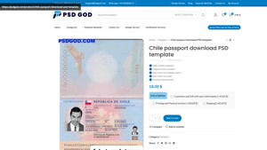 Chile passport download PSD template