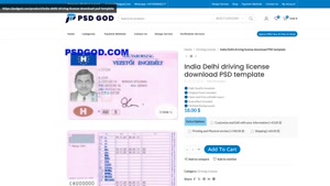 India Delhi driving license download PSD template