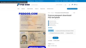 France passport download PSD template