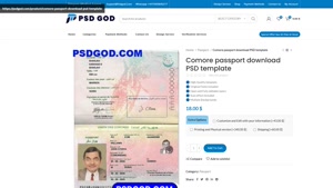 Comore passport download PSD template