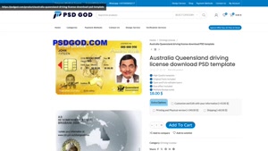 Australia Queensland driving license download PSD template