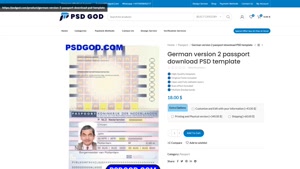 German version 2 passport download PSD template
