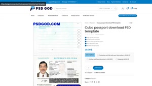 Cuba passport download PSD template
