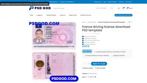 France driving license download PSD template