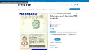 Bolivia passport download PSD template