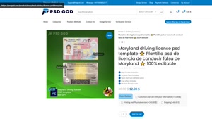 Maryland driving license psd template ⭐️ Plantilla psd de li