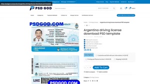Argentina driving license download PSD template