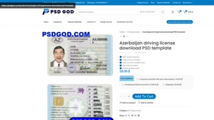 Azerbaijan driving license download PSD template