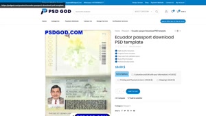 Ecuador passport download PSD template