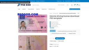 Estonia driving license download PSD template
