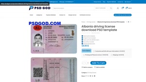 Albania driving license download PSD template