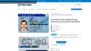 Australia south wales driving license download PSD template