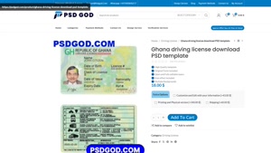 Ghana driving license download PSD template