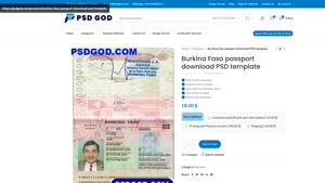 Burkina Faso passport download PSD template