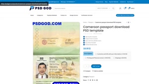 Cameroon passport download PSD template