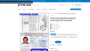 India fully editable passport download PSD template