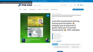 Australia Queensland driving license psd template ⭐️ Modello
