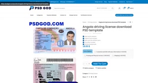 Angola driving license download PSD template