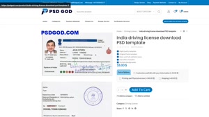 India driving license download PSD template