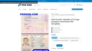 Democratic republic of Congo passport download PSD template