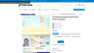 Finland passport download PSD template