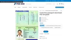 Costa Rica passport download PSD template